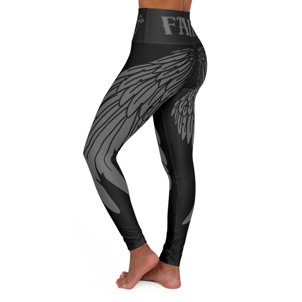 Faith Angel Wings High-Waist Yoga Leggings — Spiritual Black Activewear