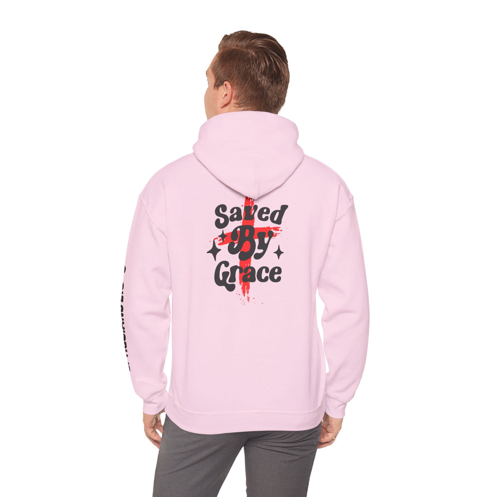 Saved By Grace Hoodie — Christian Cross Faith Pullover