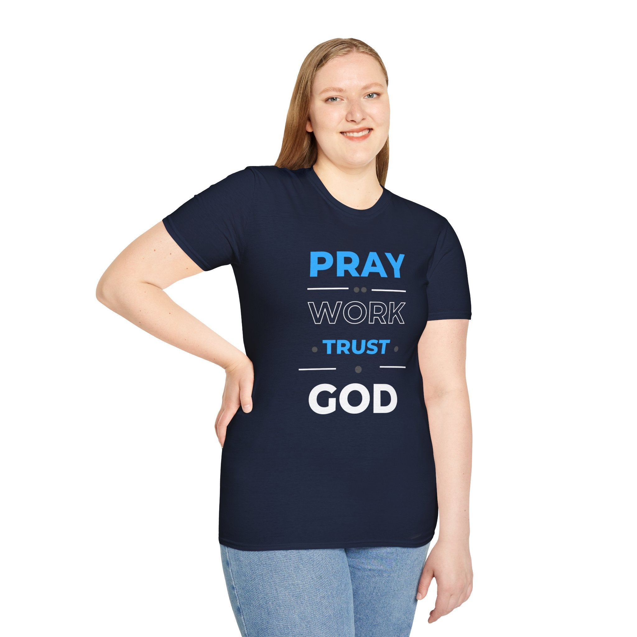 Pray Work Trust God T-Shirt — Inspirational Christian Faith Tee