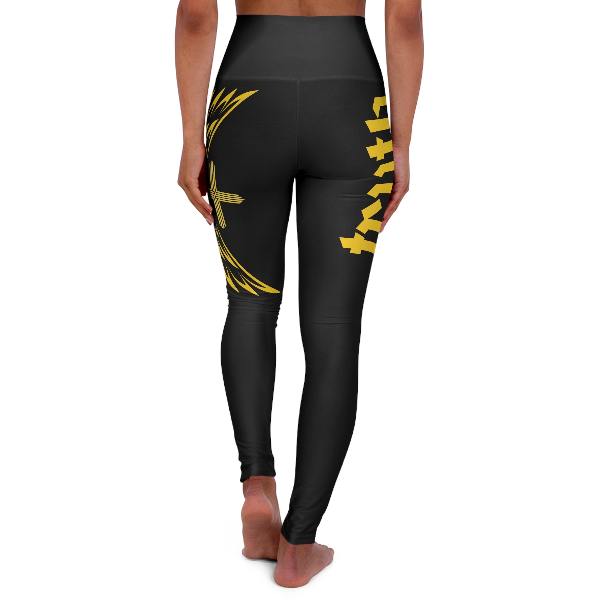 Christian High-Waisted Leggings — Winged Cross "Truth" Script
