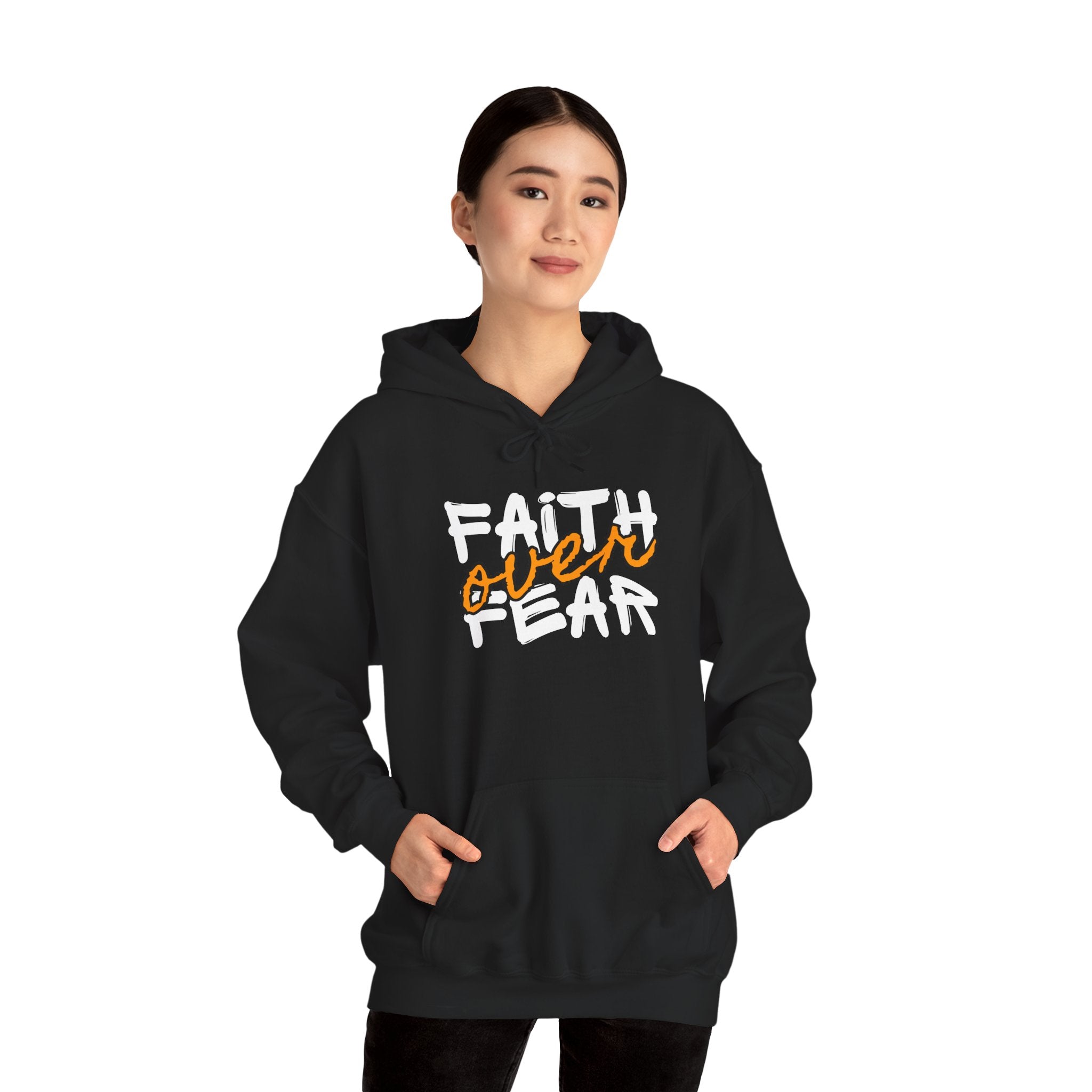 Faith Over Fear Hoodie — Christian Psalms 118:6 Cross Heart Sweatshirt