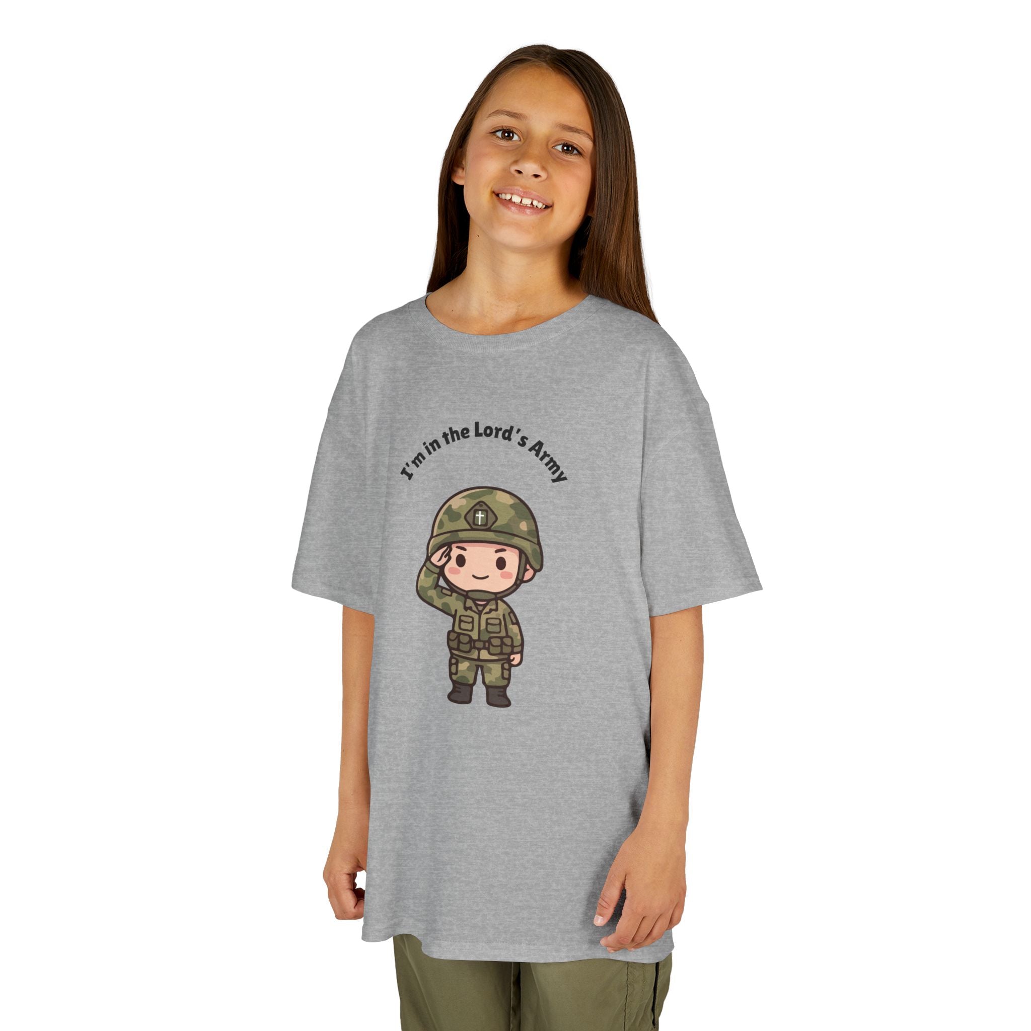 Kids Military Tee — Cute Soldier Illustration with "I'm in the Lord's Army"