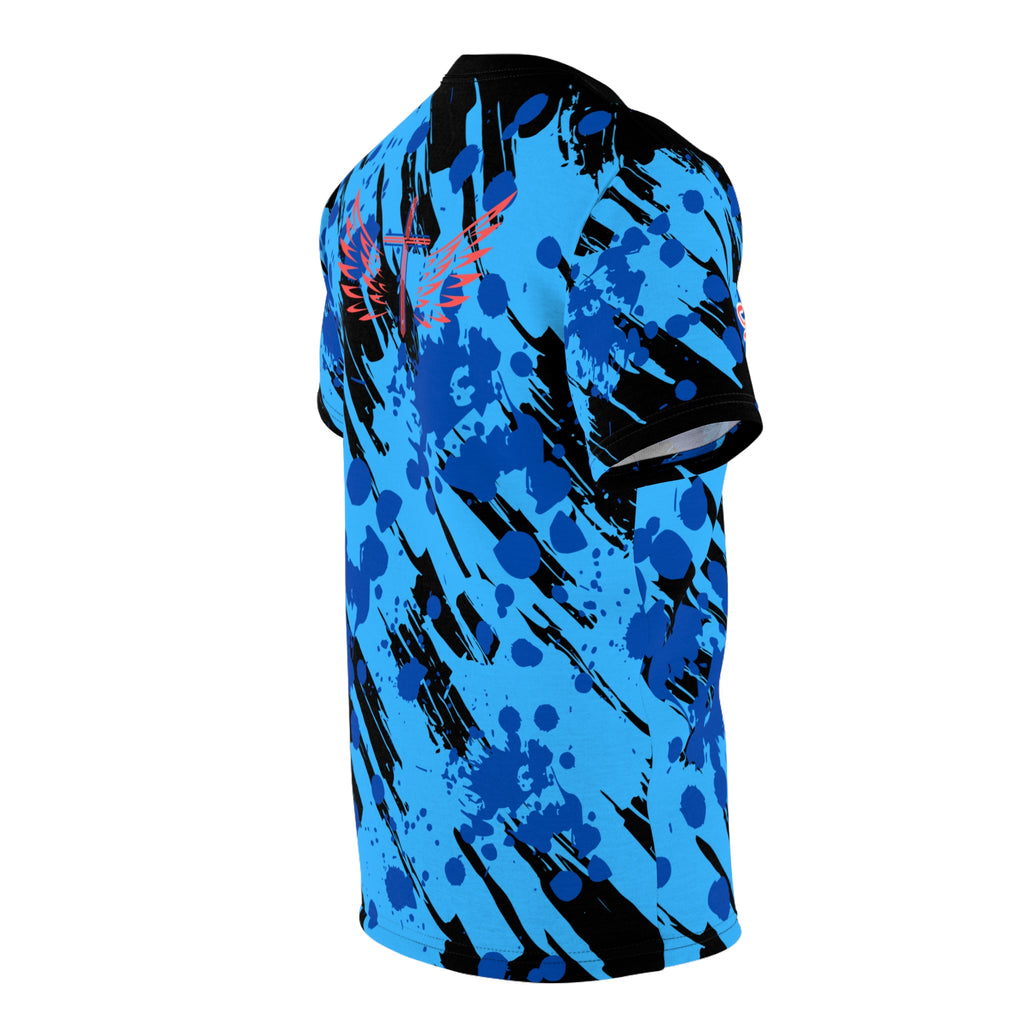 Jesus is My Vibe Splash Graphic Tee — Blue All-Over Print Christian Shirt