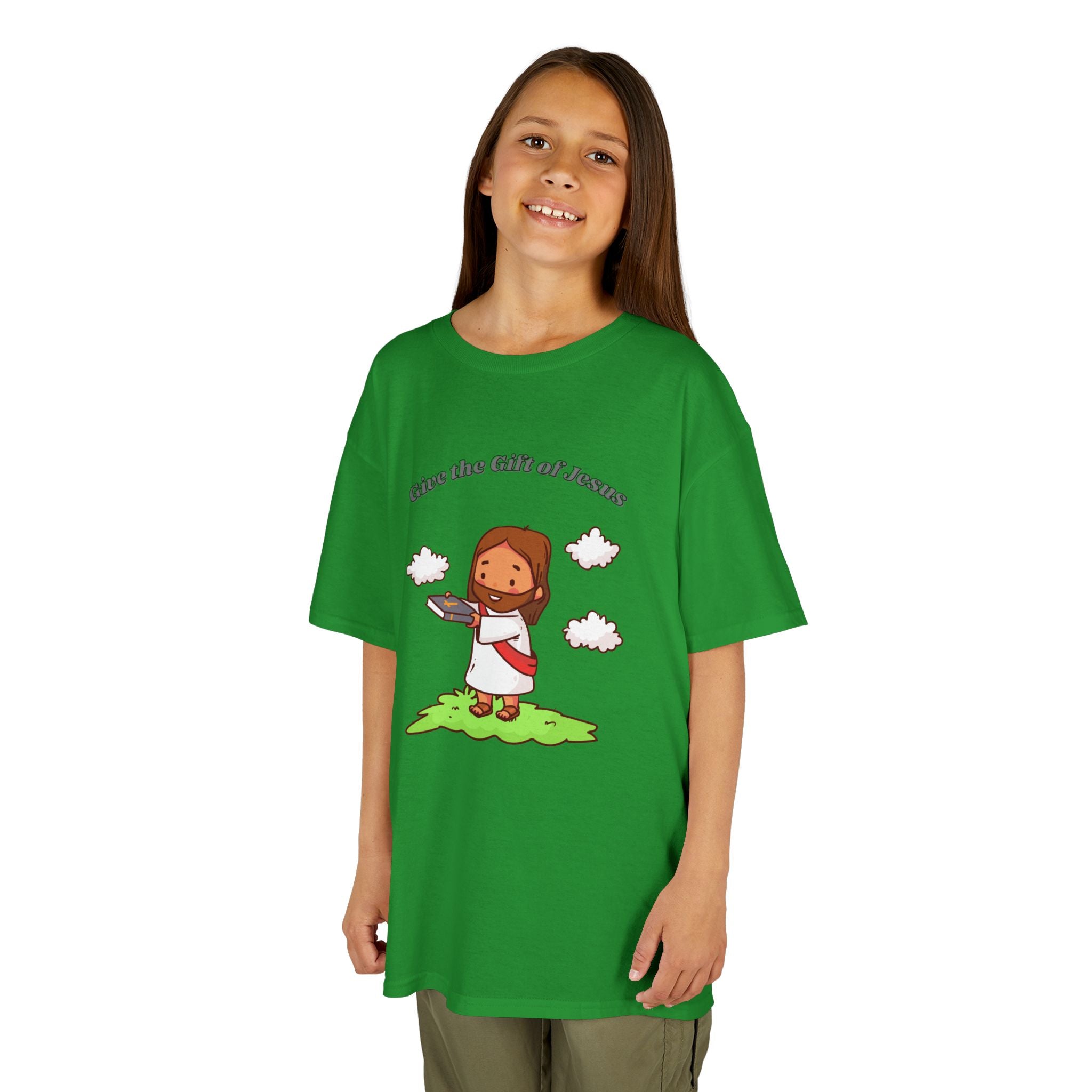 Kids T‑Shirt — Cute Jesus Graphic “Give the Gift of Jesus” | Christian Holiday Gift