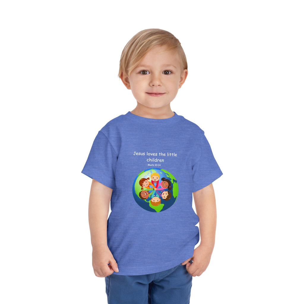 Kids' Christian Tee - "Jesus Loves the Little Children" Rainbow World Shirt