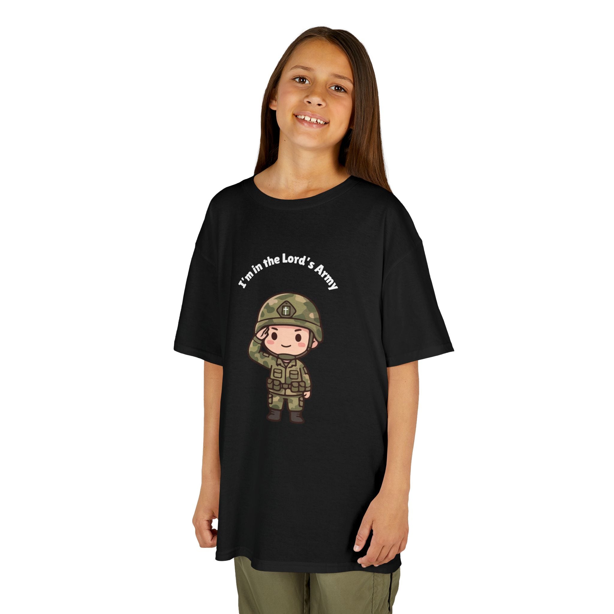 Kids Military Tee — Cute Soldier Illustration with "I'm in the Lord's Army"