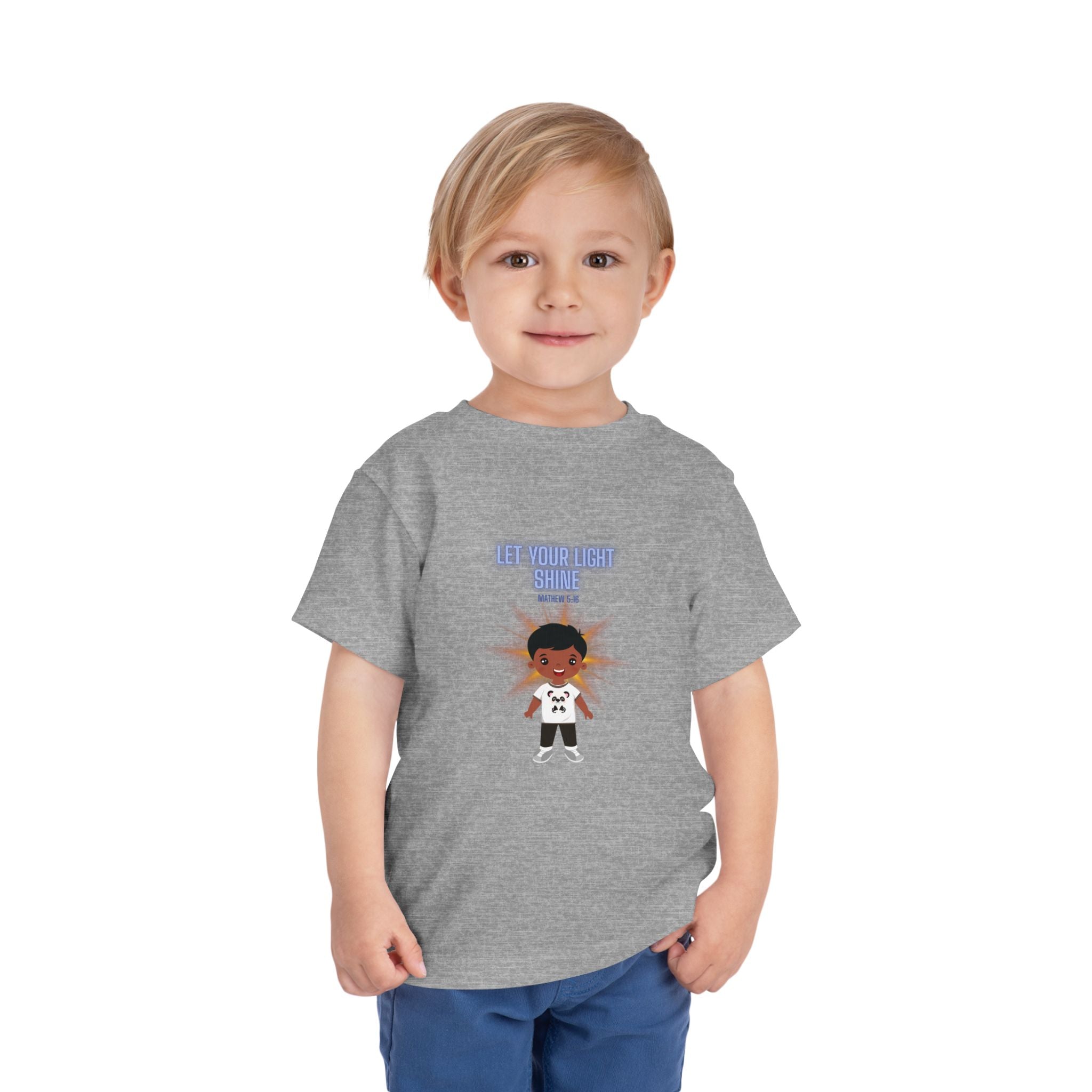 Toddler Tee — "Let Your Light Shine" Cartoon Kid Graphic
