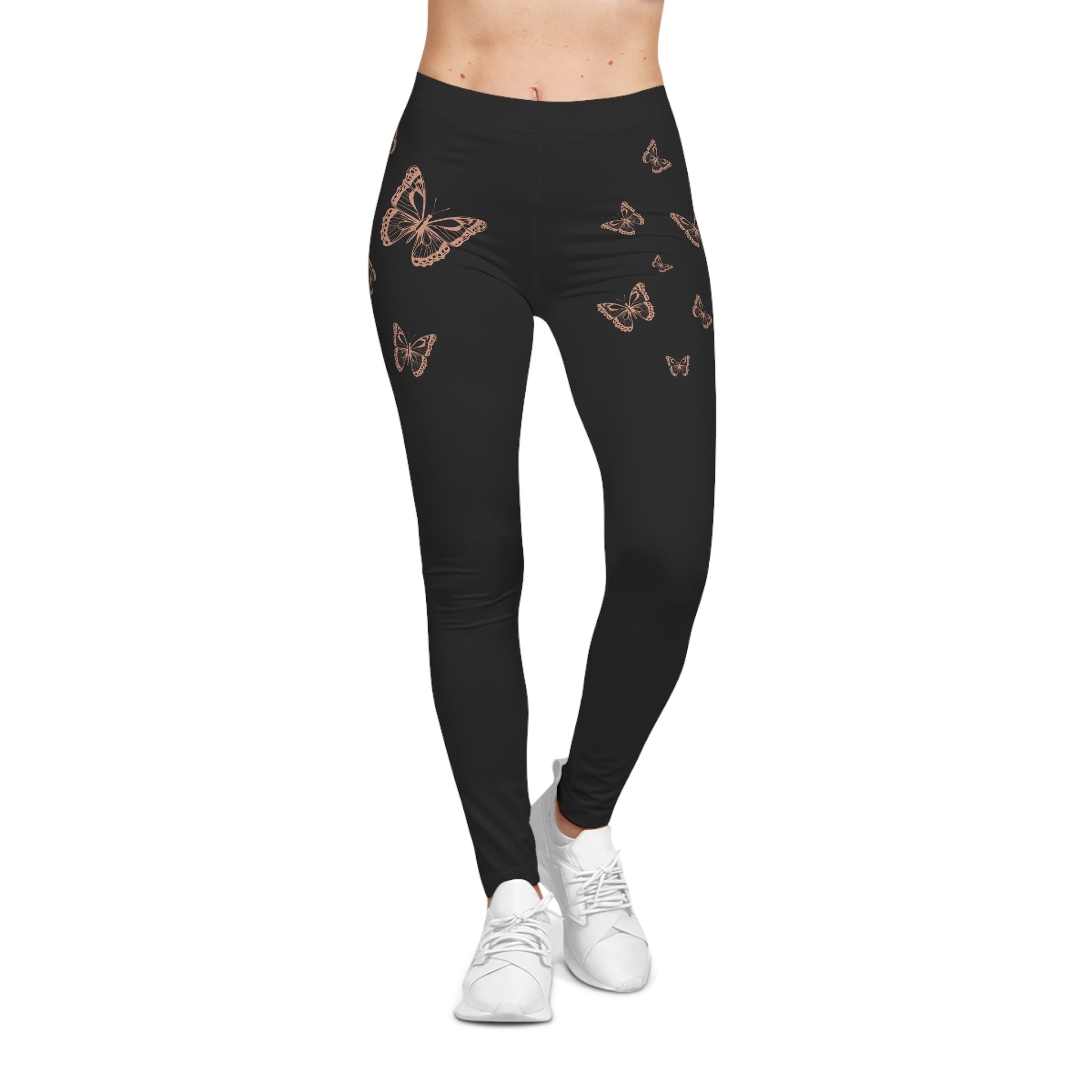 Transformed Casual Butterfly Leggings — 2 Chorinthians 3:18 Women's Black Casual All-Over Print
