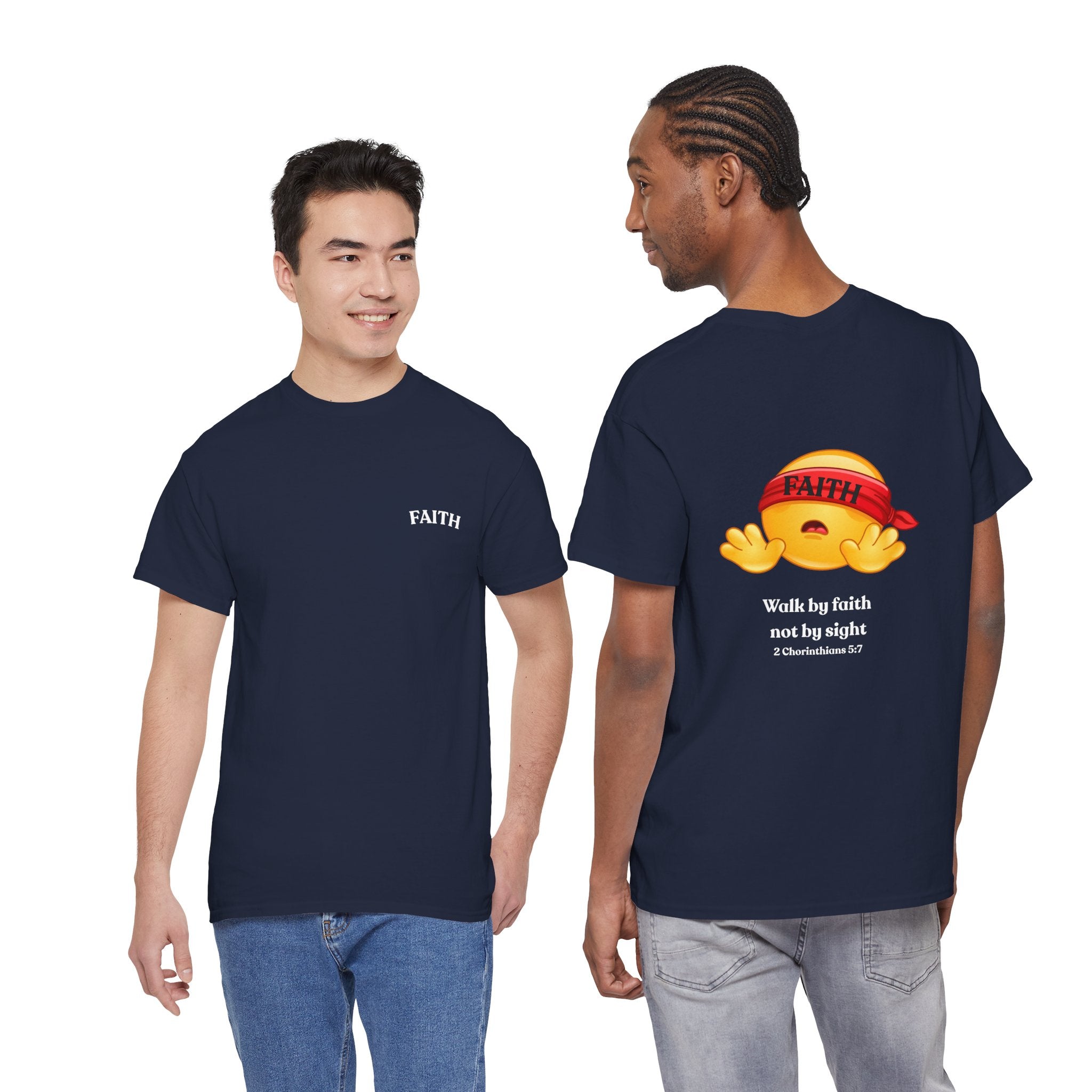 Faith Emoji Tee — “Walk by faith not by sight” Christian Graphic T-Shirt
