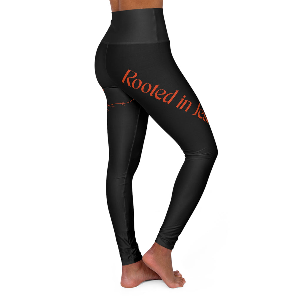 Christian Tree of Life High-Waisted Leggings — "Rooted in Jesus" AOP