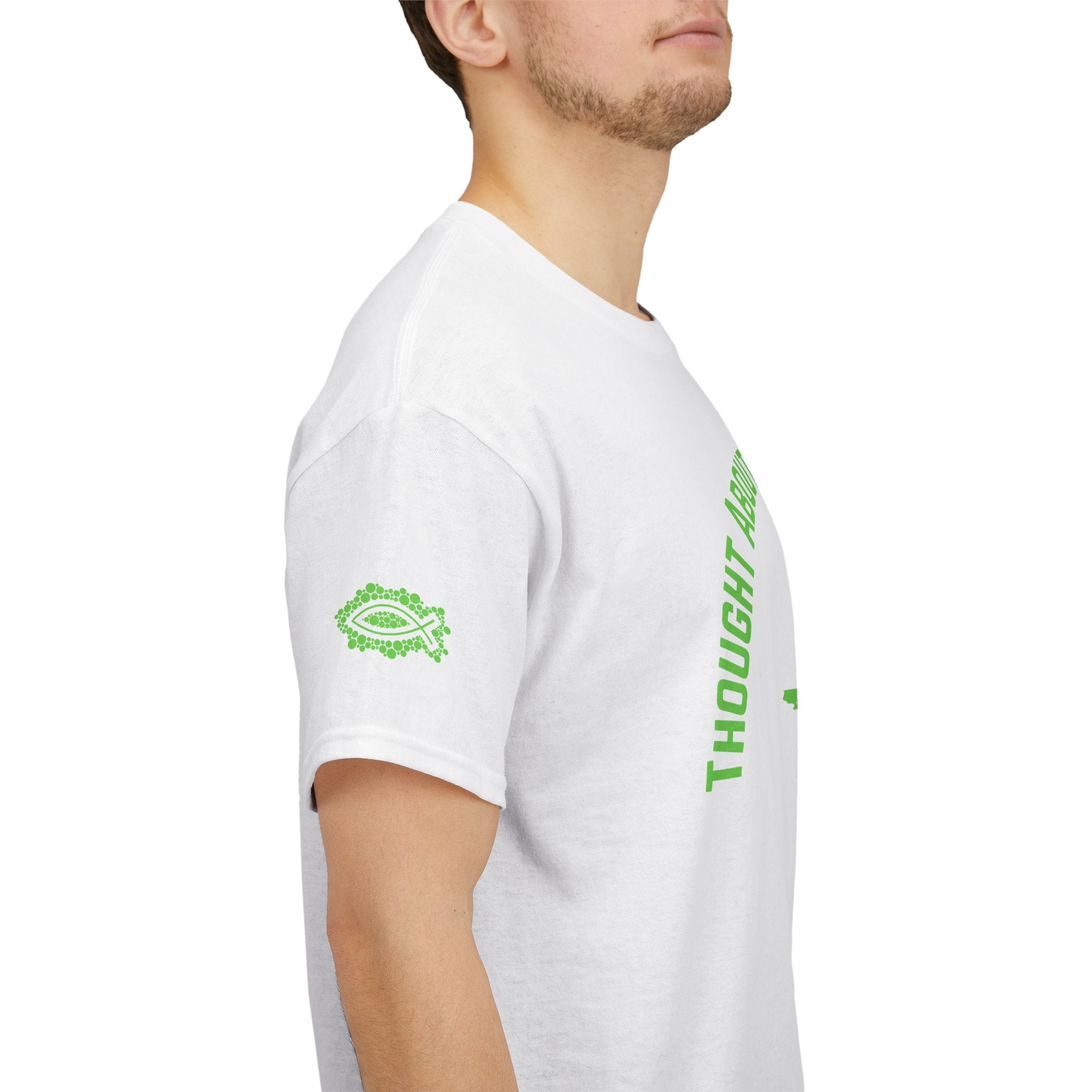 “Thought About Your Soul Lately” Cross Tee — Neon Green Spiritual Graphic T-Shirt