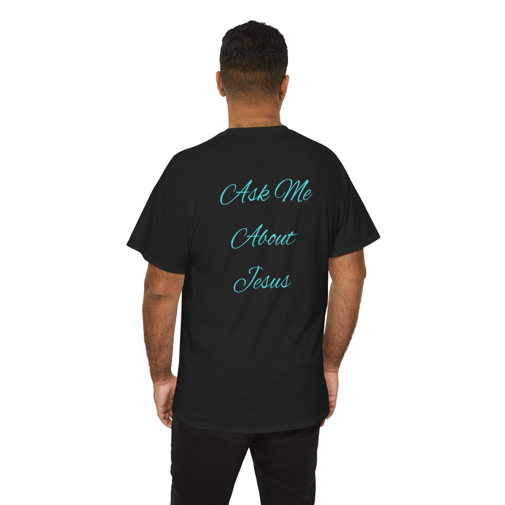 Christian Cross T-Shirt — “Ask Me About Jesus” Faith Tee