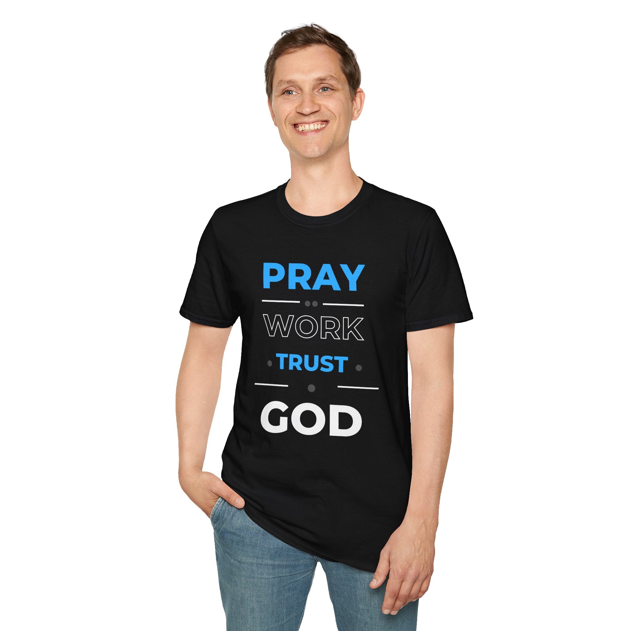 Pray Work Trust God T-Shirt — Inspirational Christian Faith Tee