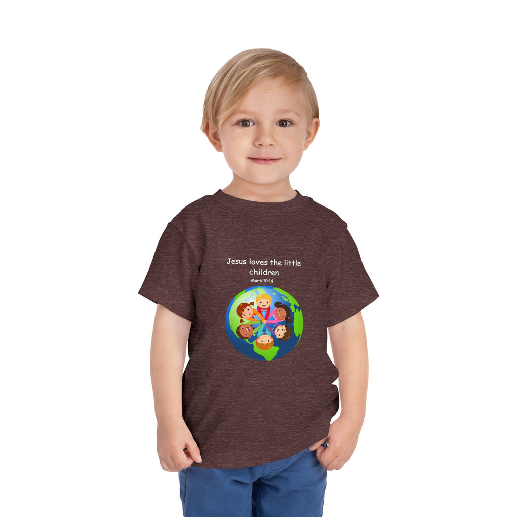 Kids' Christian Tee - "Jesus Loves the Little Children" Rainbow World Shirt