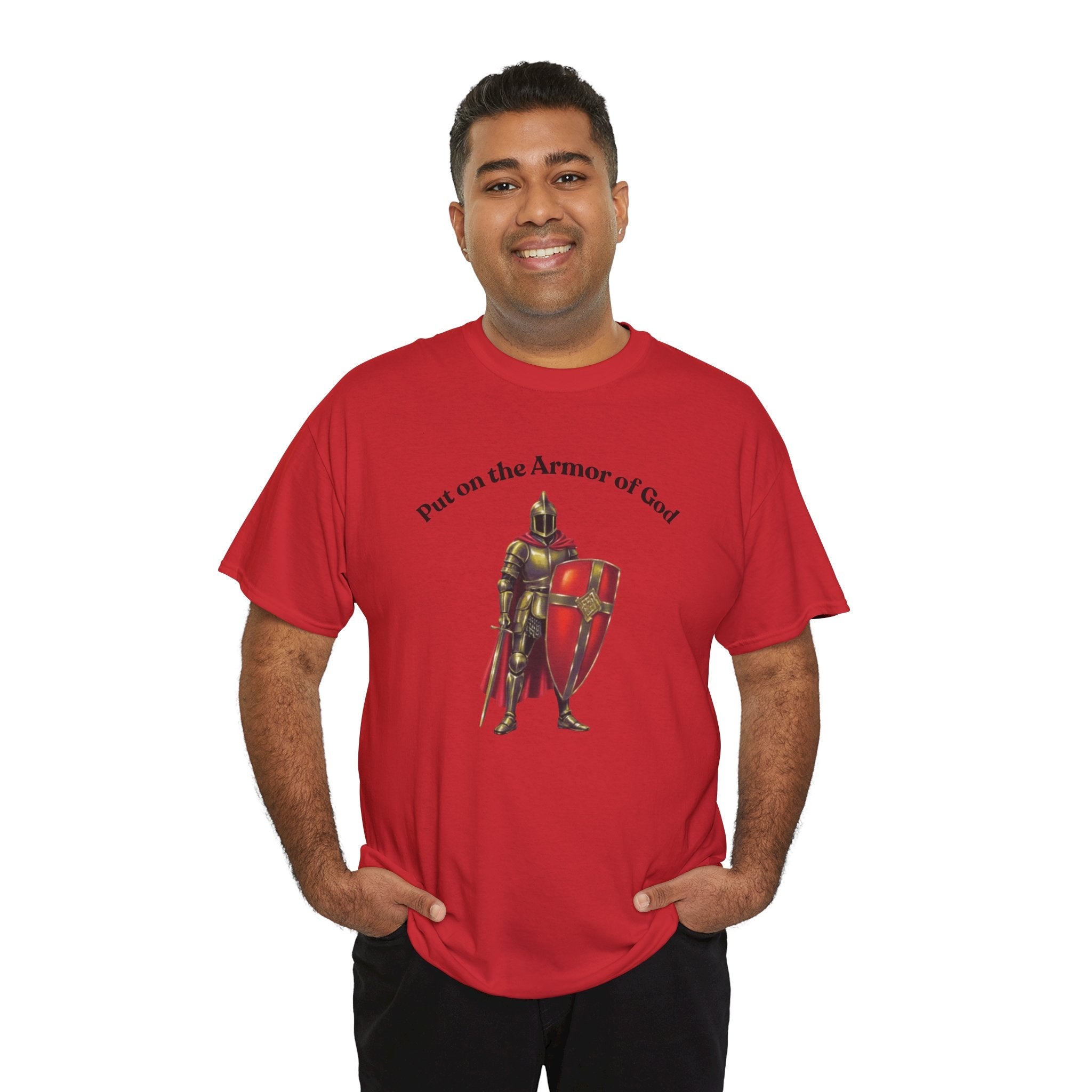 Christian Armor of God T-Shirt — Men's "Put on the Armor of God" Bible Verse Tee