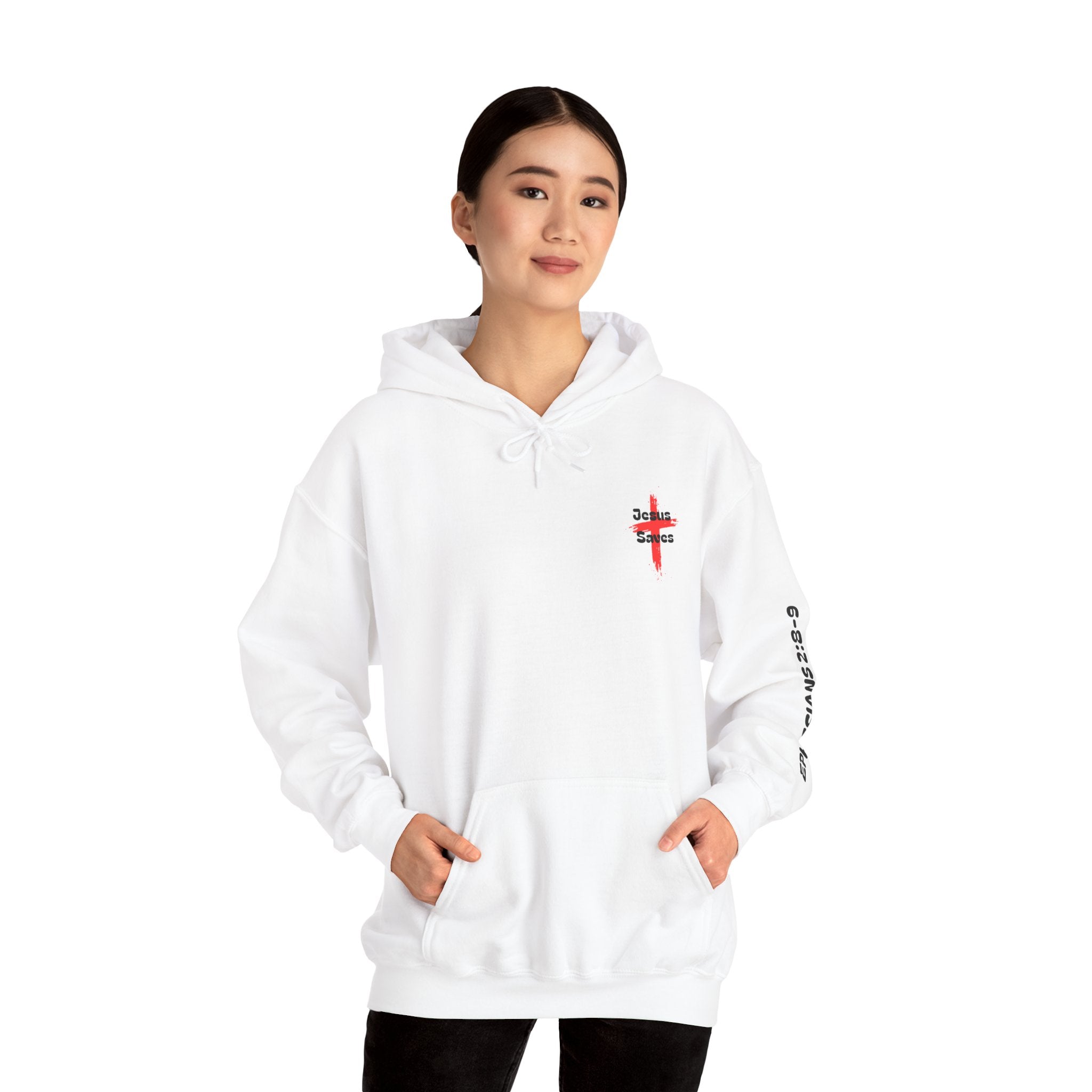 Saved By Grace Hoodie — Christian Cross Faith Pullover