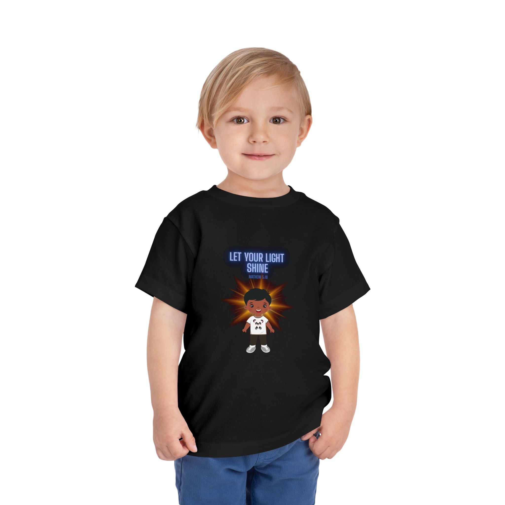 Toddler Tee — "Let Your Light Shine" Cartoon Kid Graphic
