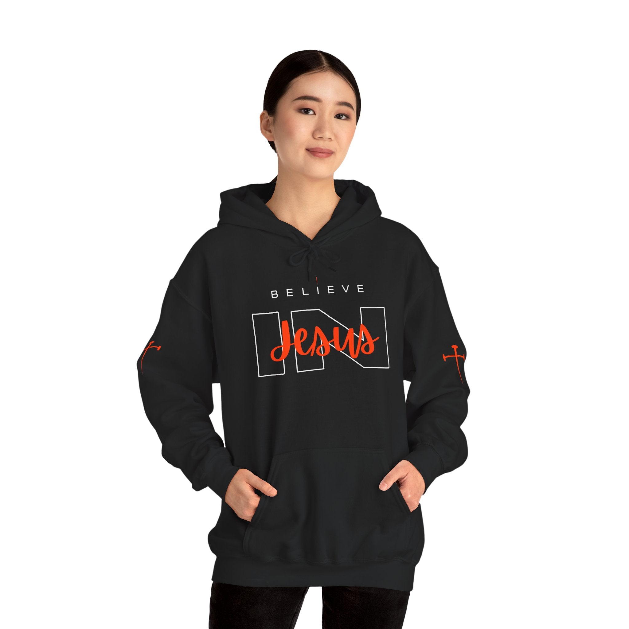 Believe in Jesus Hoodie — Inspirational Minimalist Black Pullover