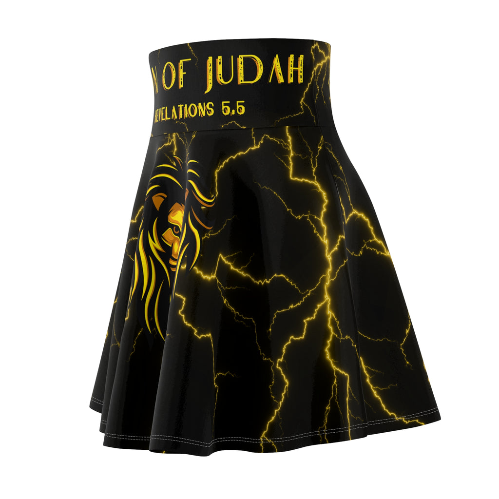 Lion of Judah Skater Skirt — Black & Gold Lightning Cross (Revelations 5:5)