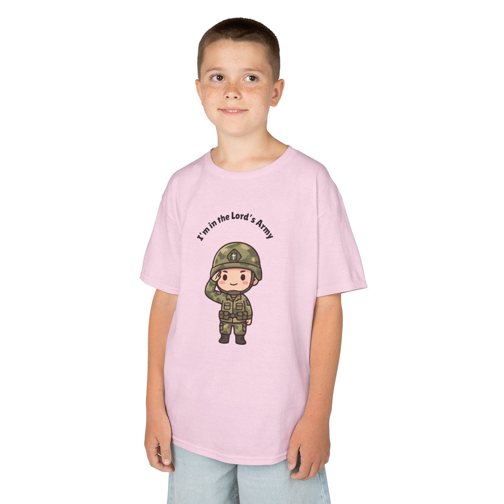 Kids Military Tee — Cute Soldier Illustration with "I'm in the Lord's Army"