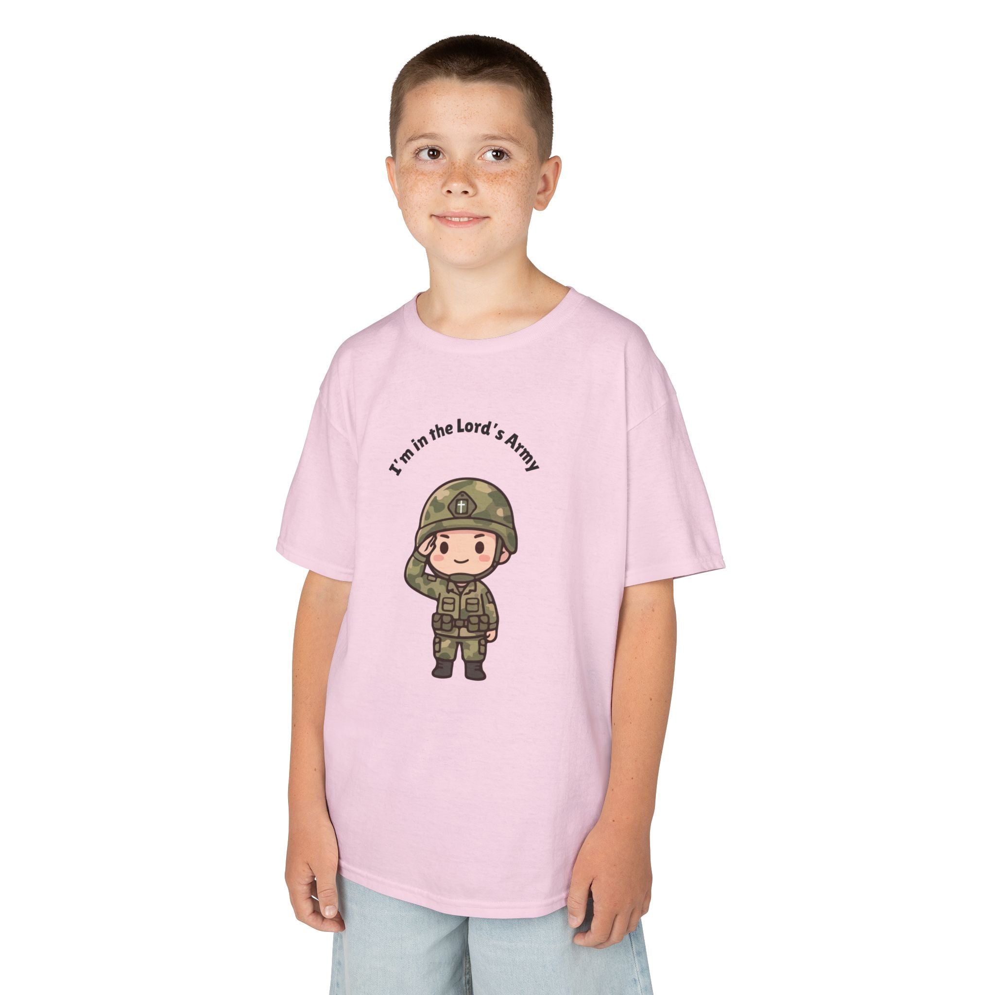 Kids Military Tee — Cute Soldier Illustration with "I'm in the Lord's Army"