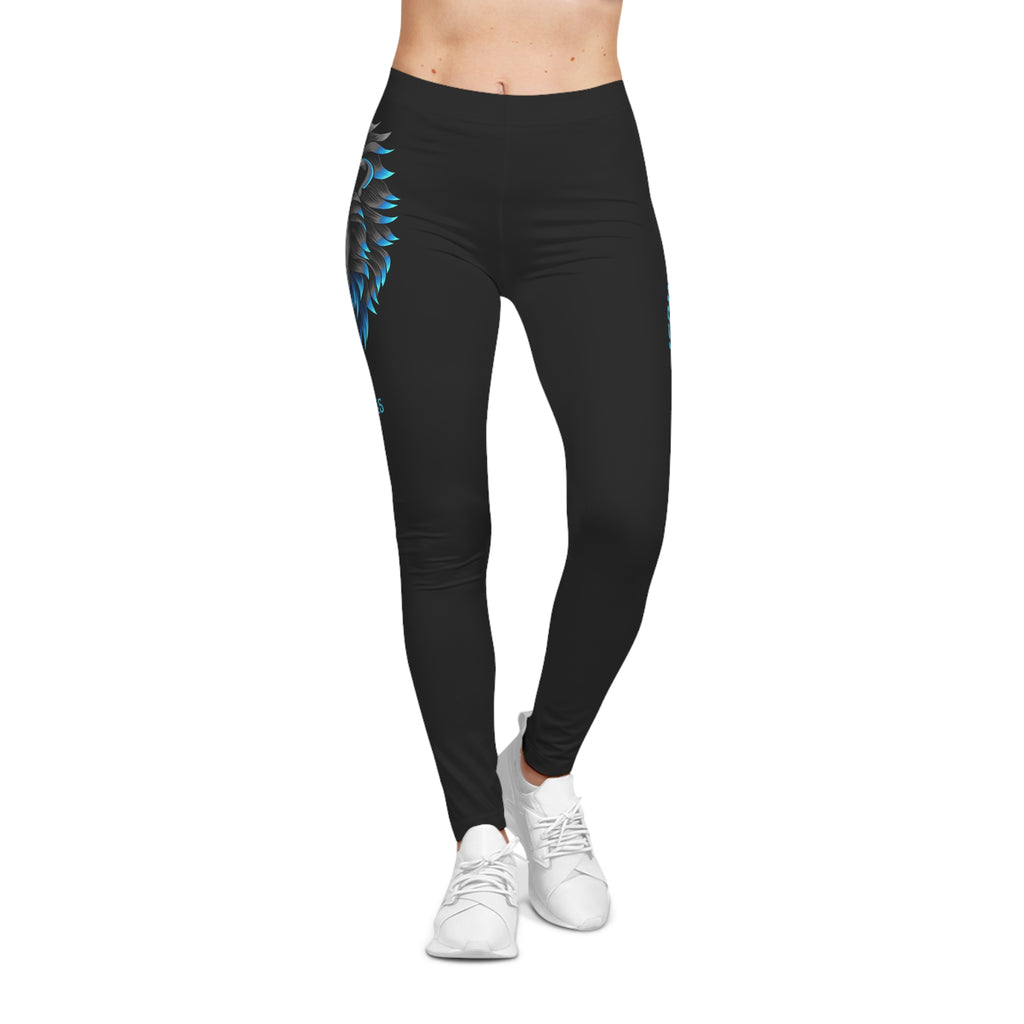 Lion of Judah Black & Blue Leggings — Christian Faith Graphic Leggings