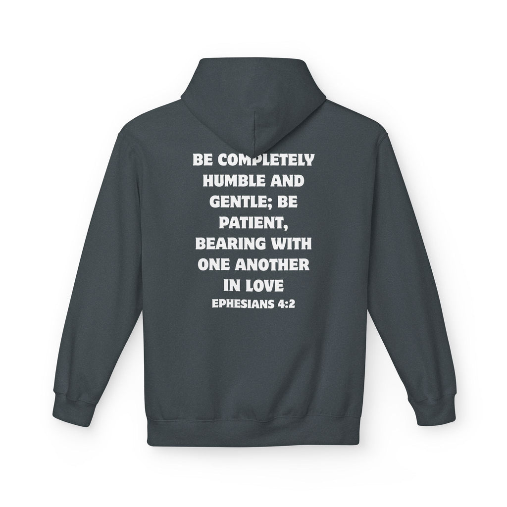 Christian Hoodie – "Grow in Love" Floral Cross with Ephesians 4:2 Verse Back