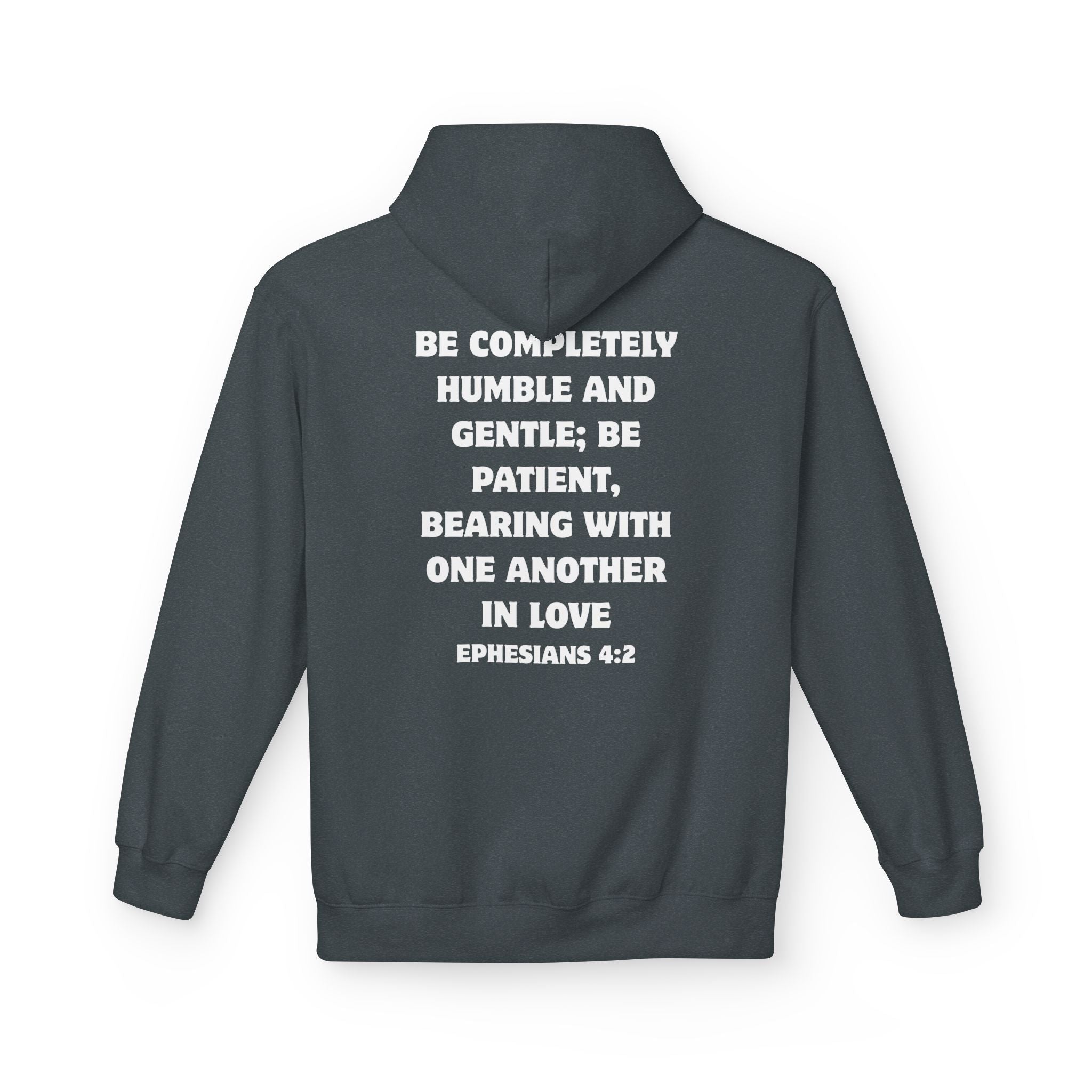 Christian Hoodie – "Grow in Love" Floral Cross with Ephesians 4:2 Verse Back