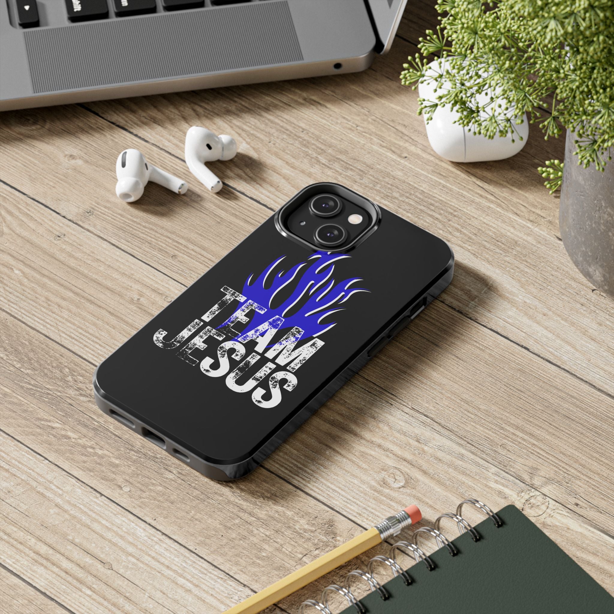 Team Jesus Phone Case — Blue Flame Christian Protective Case