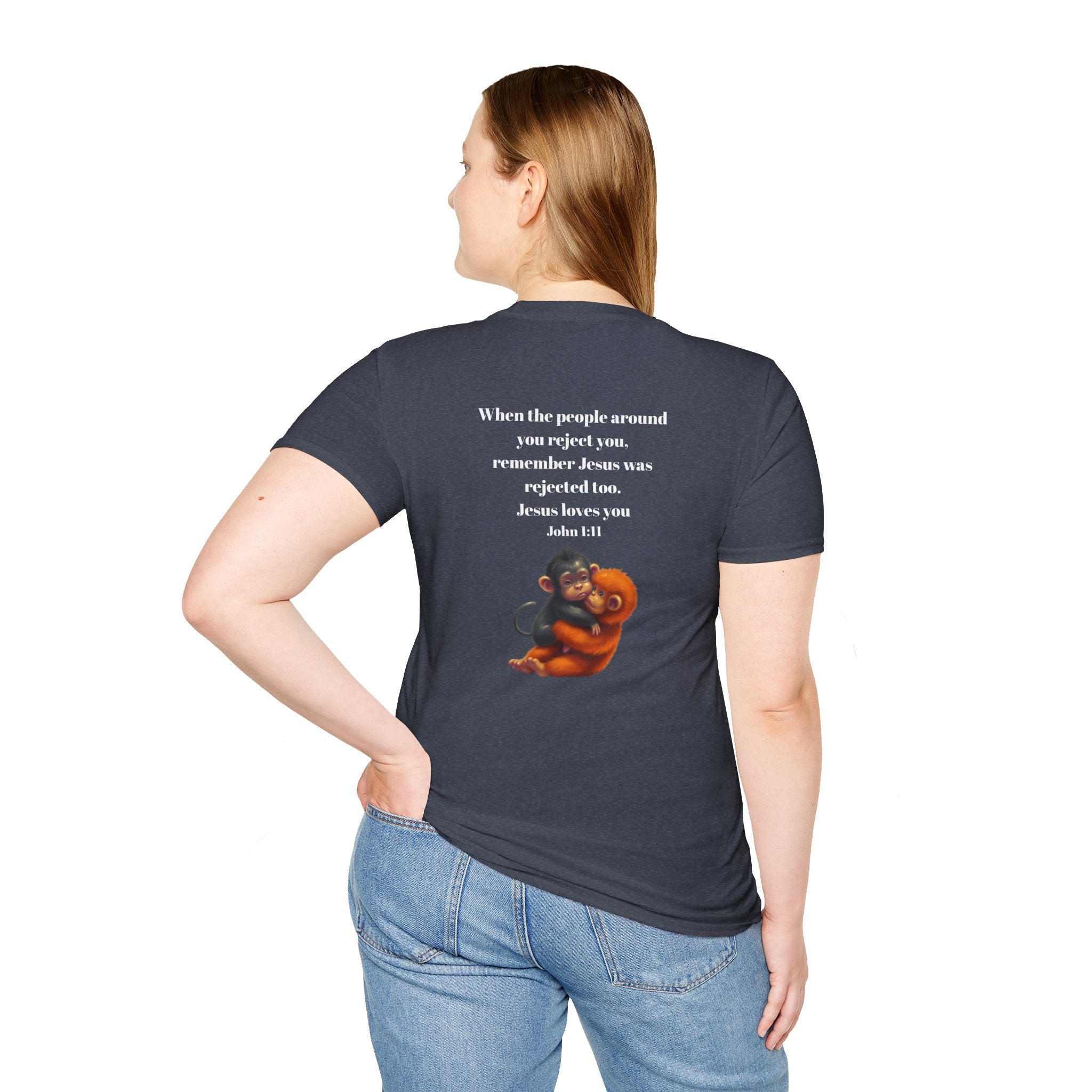 Christian Faith T-Shirt — "When the people around you reject you… Jesus loves you" Graphic Tee