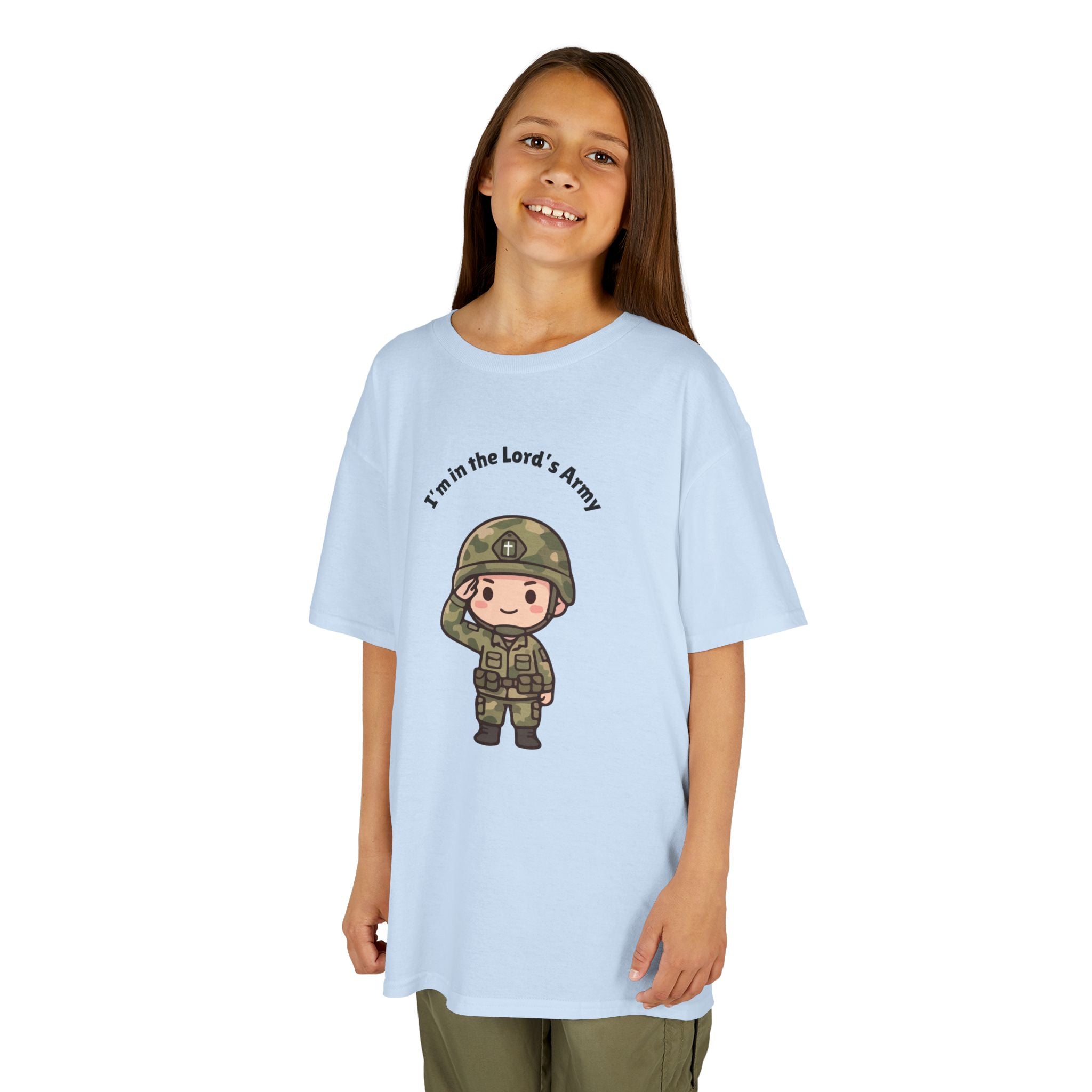 Kids Military Tee — Cute Soldier Illustration with "I'm in the Lord's Army"