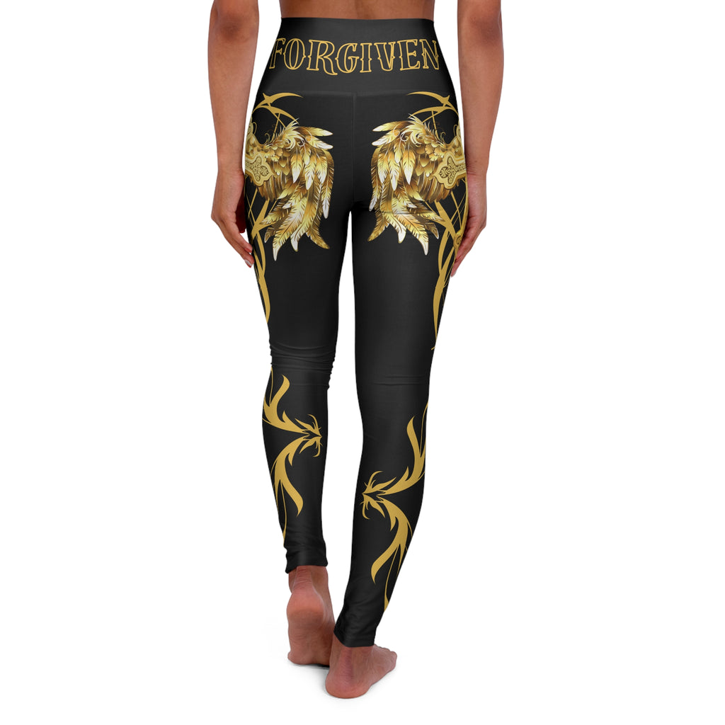 Forgiven Cross Angel Wings High-Waist Leggings