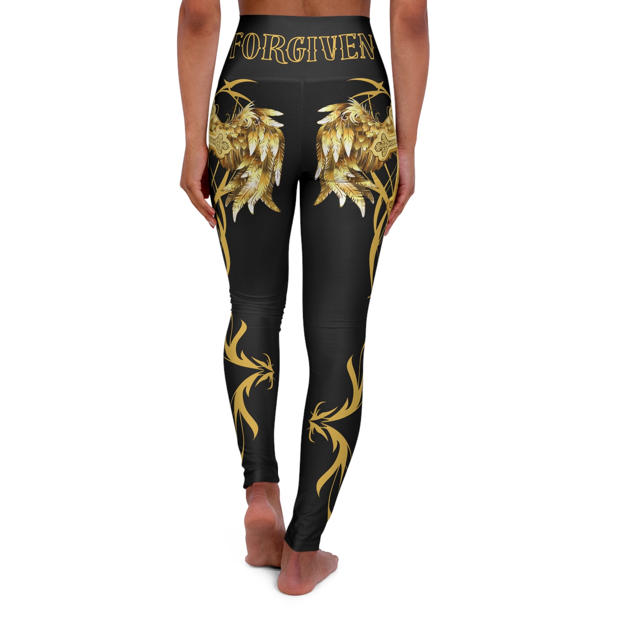 Forgiven Cross Angel Wings High-Waist Leggings