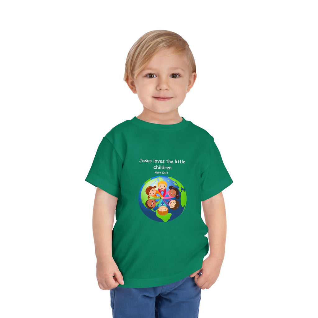 Kids' Christian Tee - "Jesus Loves the Little Children" Rainbow World Shirt