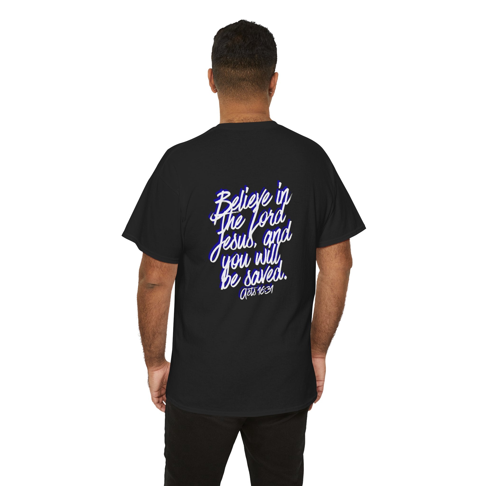 Believe Script Tee — Christian Faith Graphic T‑Shirt (Believe in the Lord Jesus)
