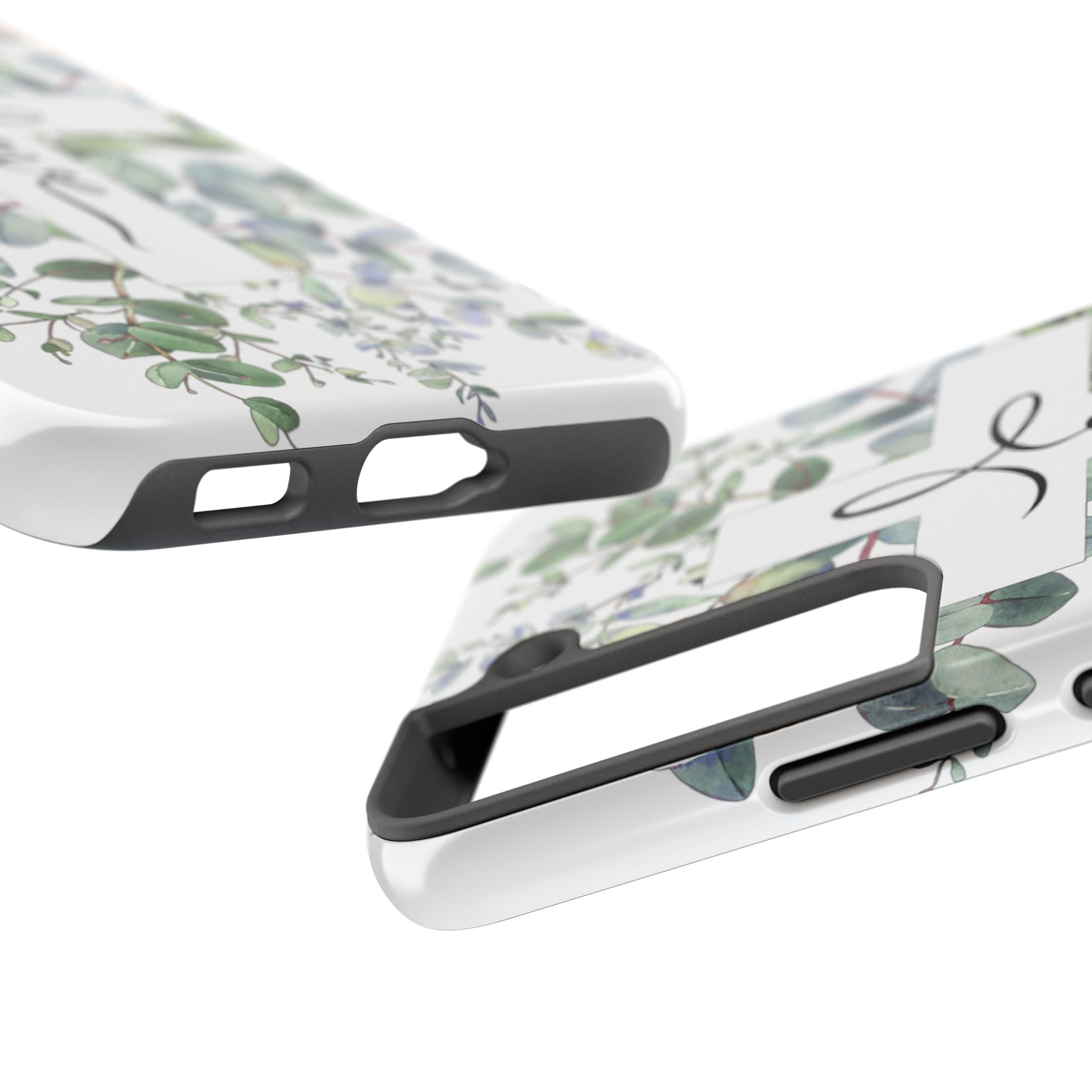 Religious Cross Tough Phone Case — Eucalyptus Floral "Love" Design