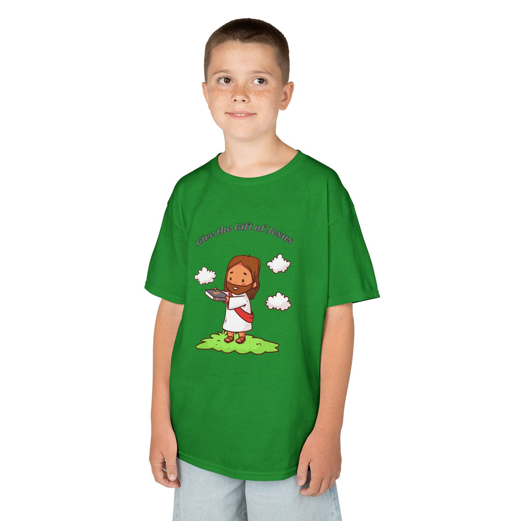 Kids T‑Shirt — Cute Jesus Graphic “Give the Gift of Jesus” | Christian Holiday Gift