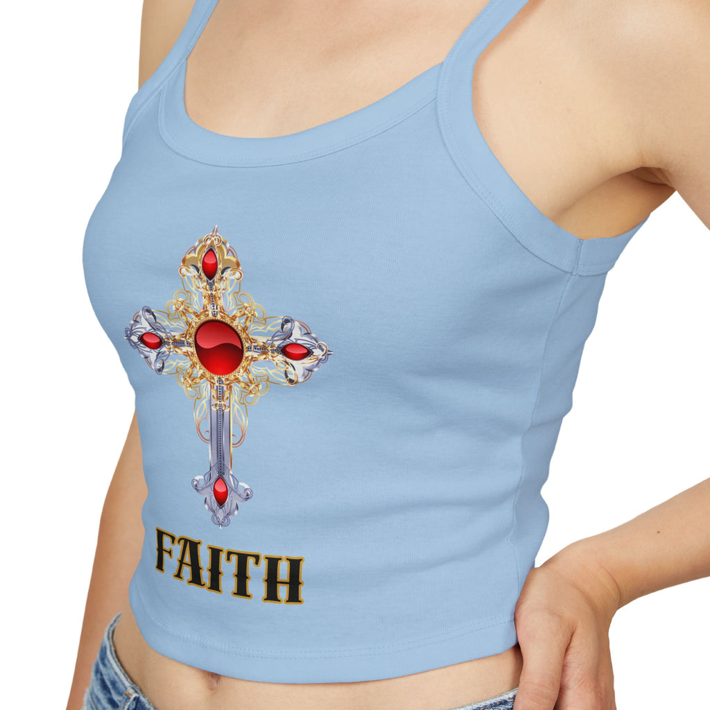 Faith Cross Crop Tank Top — Women's Spiritual Spaghetti Strap Top