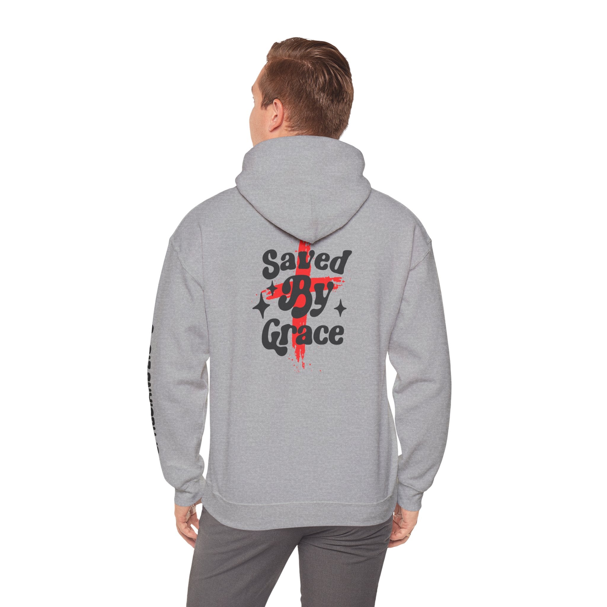 Saved By Grace Hoodie — Christian Cross Faith Pullover