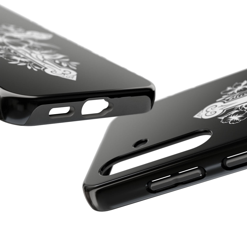 Floral Cross Tough Phone Case — Black Protective Christian Phone Cover
