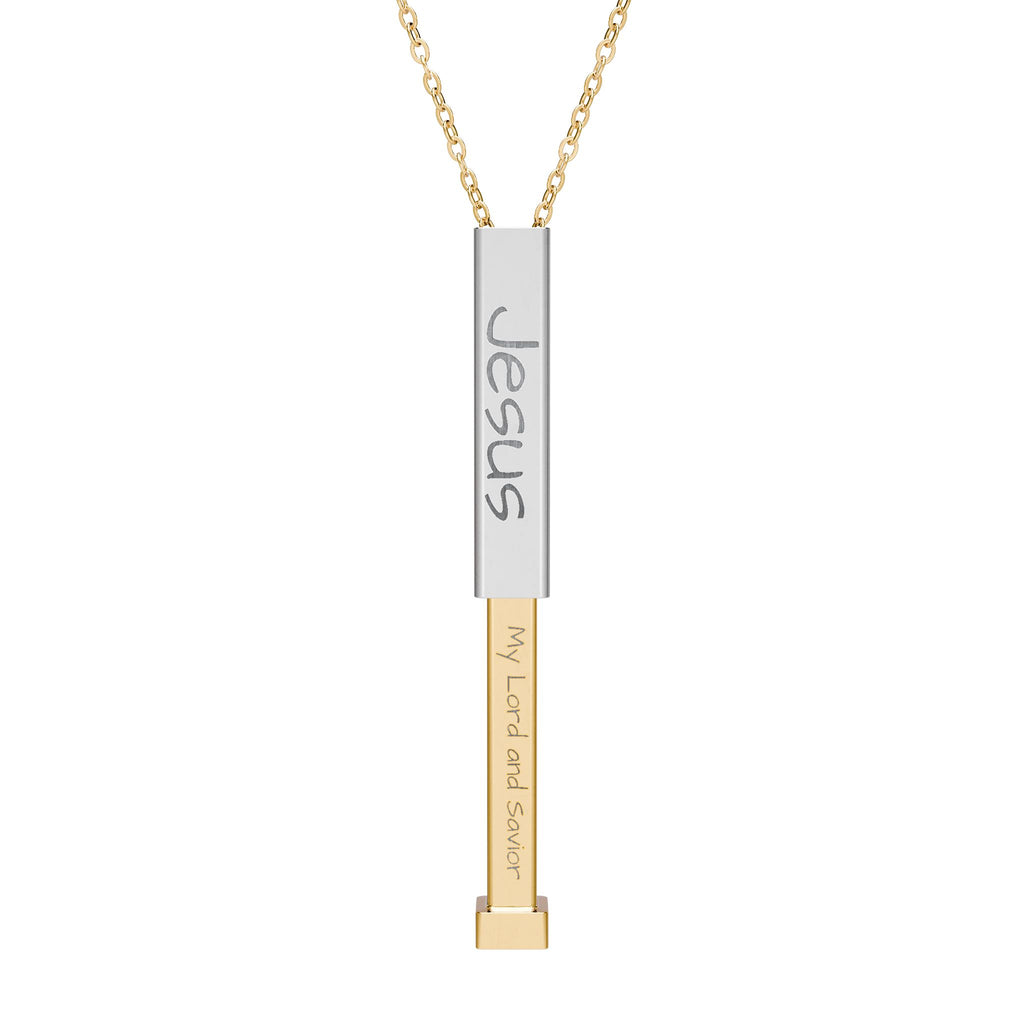 Hidden Message Sliding Blank Bar Necklace (Engraving) Jesus My Lord and Savior