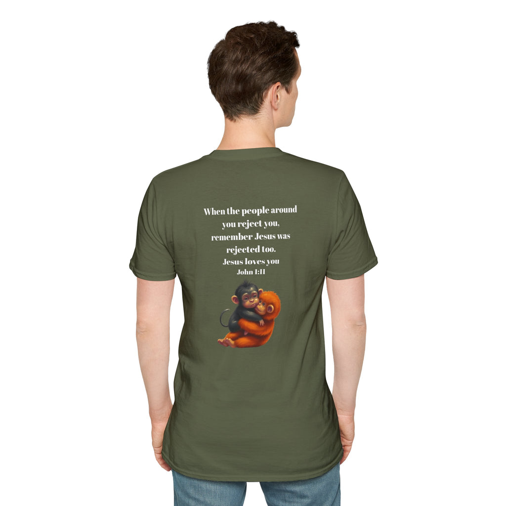 Christian Faith T-Shirt — "When the people around you reject you… Jesus loves you" Graphic Tee