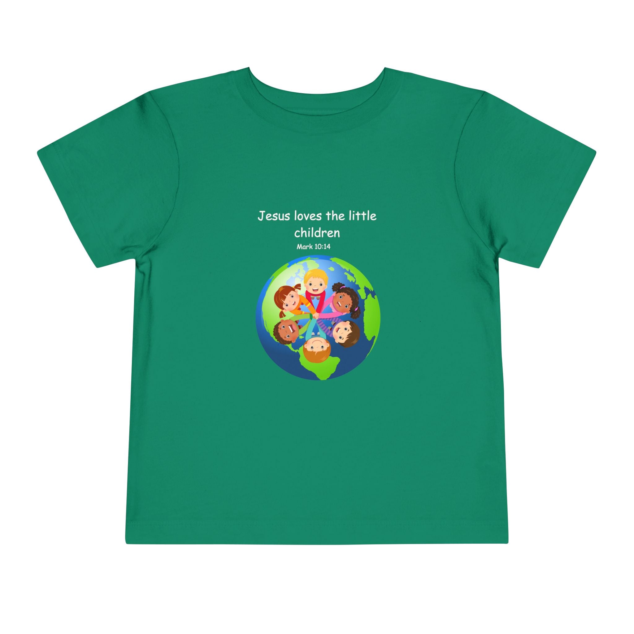 Kids' Christian Tee - "Jesus Loves the Little Children" Rainbow World Shirt