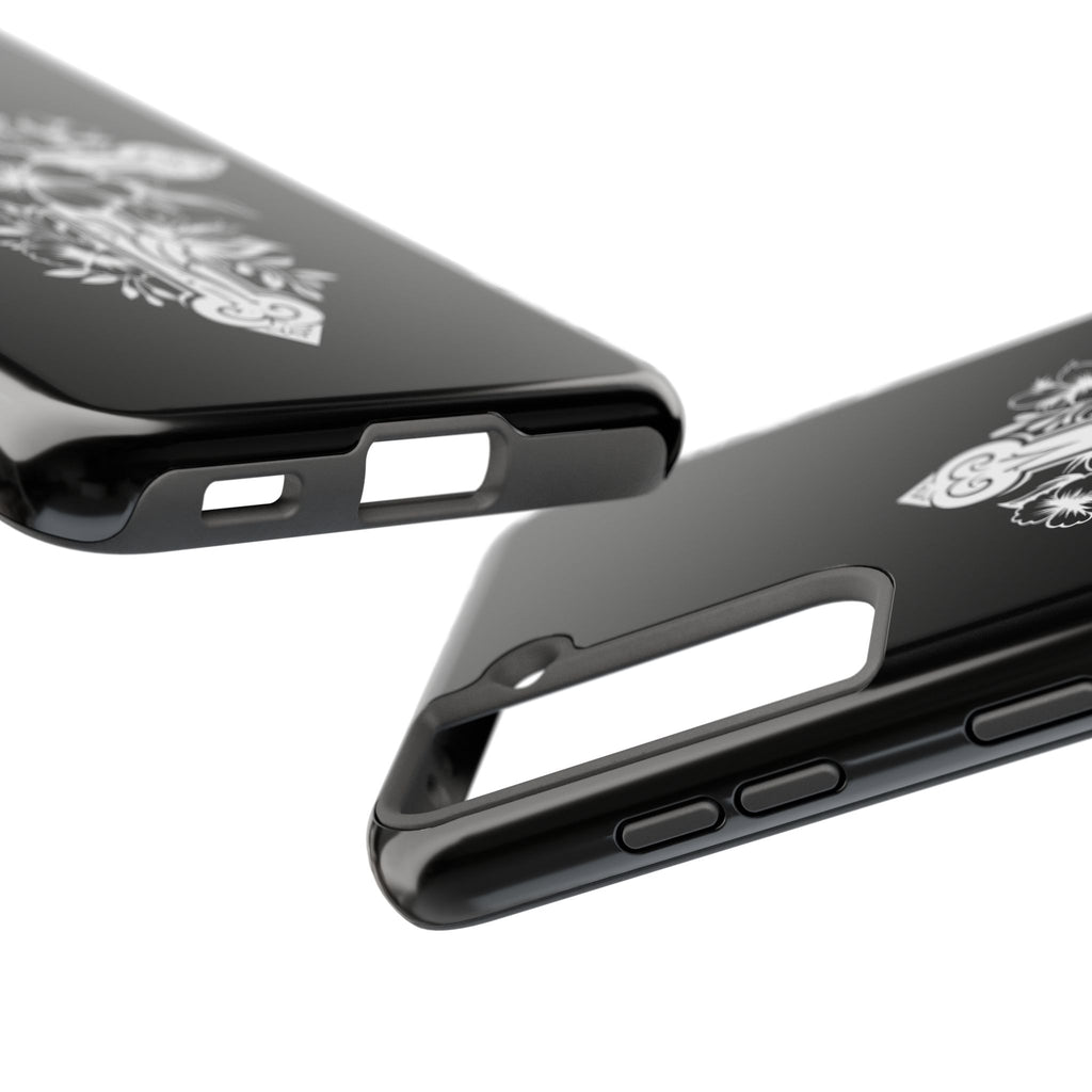 Floral Cross Tough Phone Case — Black Protective Christian Phone Cover