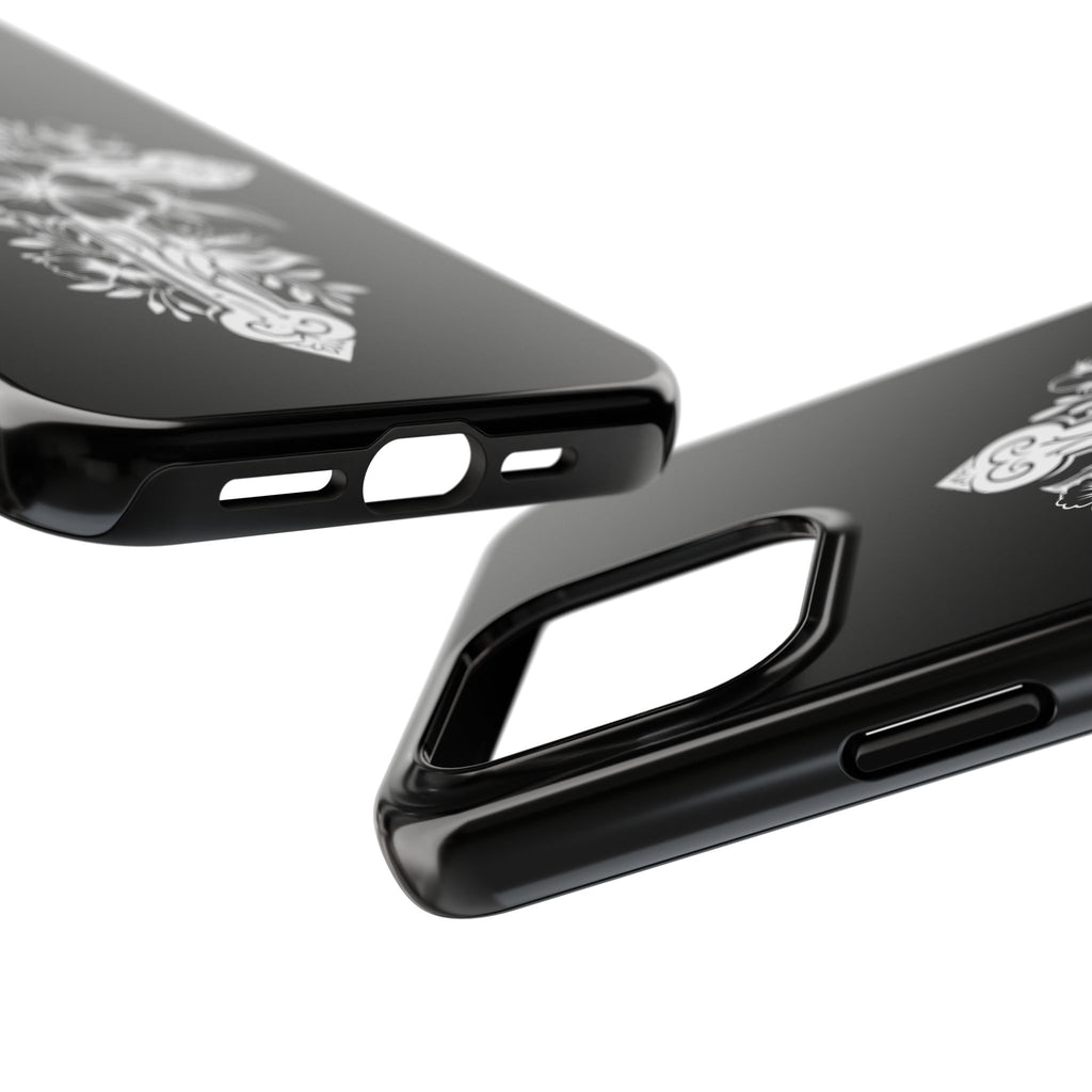 Floral Cross Tough Phone Case — Black Protective Christian Phone Cover