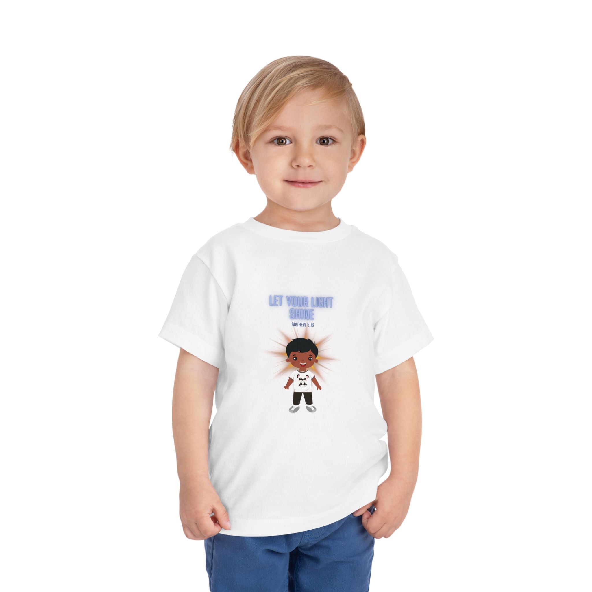 Toddler Tee — "Let Your Light Shine" Cartoon Kid Graphic