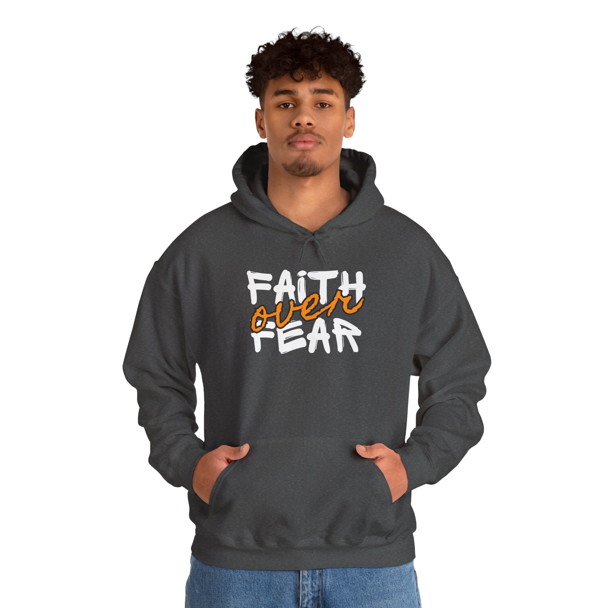 Faith Over Fear Hoodie — Christian Psalms 118:6 Cross Heart Sweatshirt