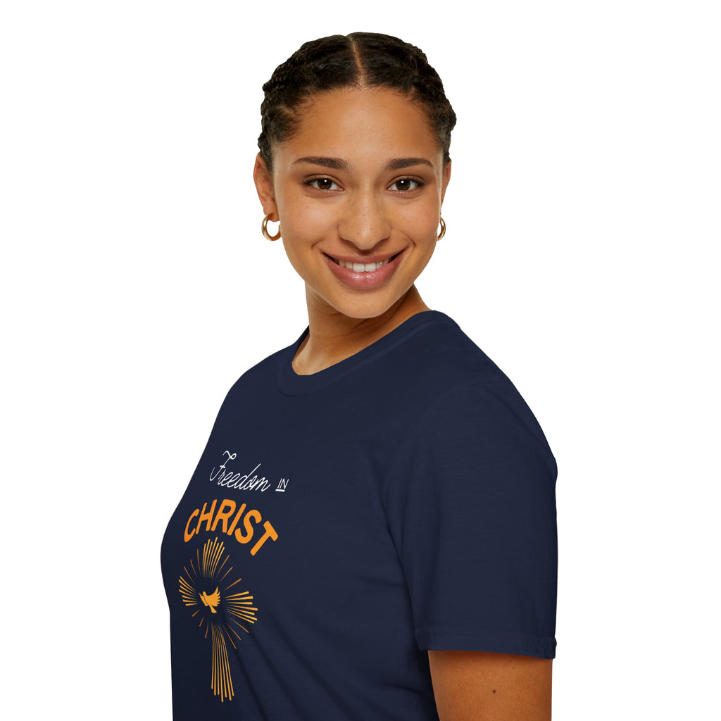 Freedom in Christ T-Shirt — Christian Faith Cross & Dove Tee