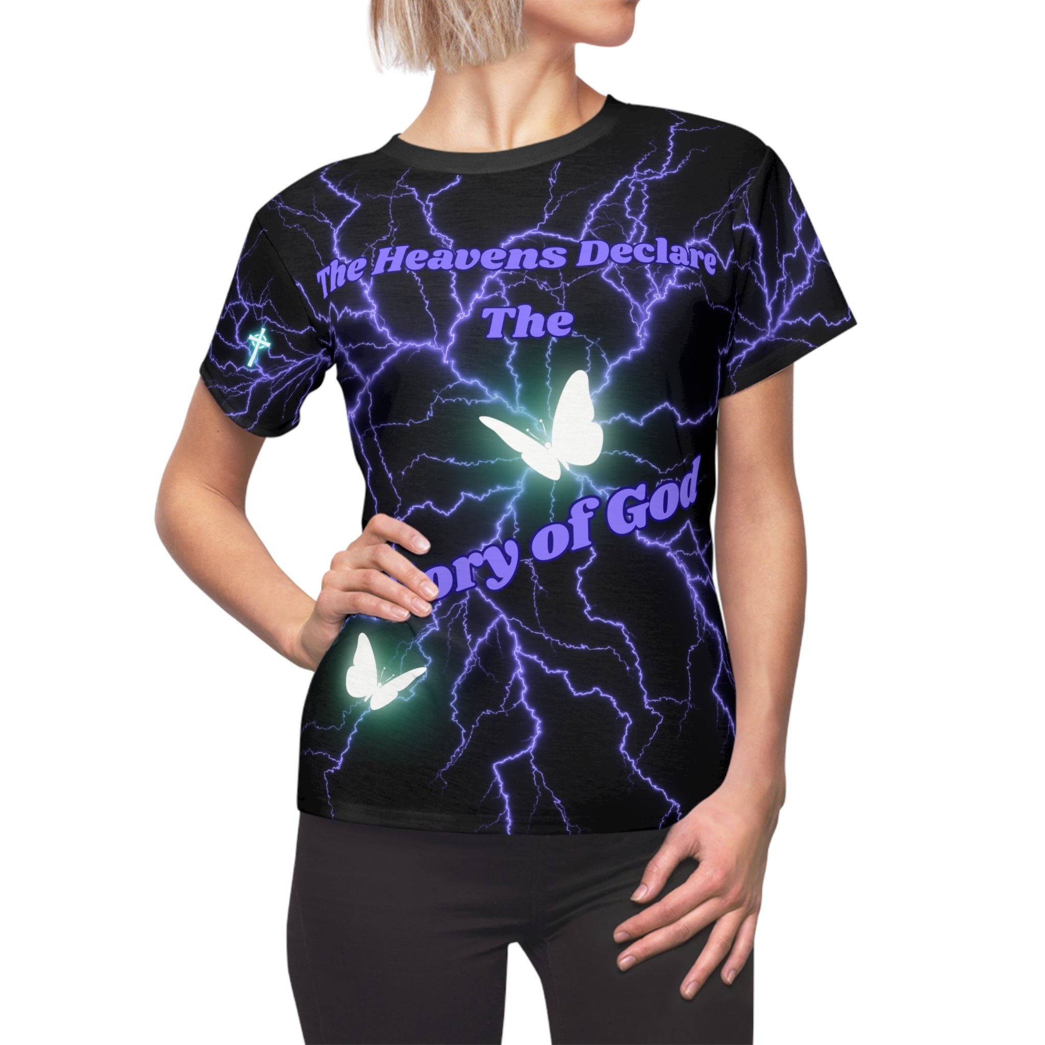Women’s Lightning Butterfly Tee — "The Heavens Declare The Glory of God" All-Over Print
