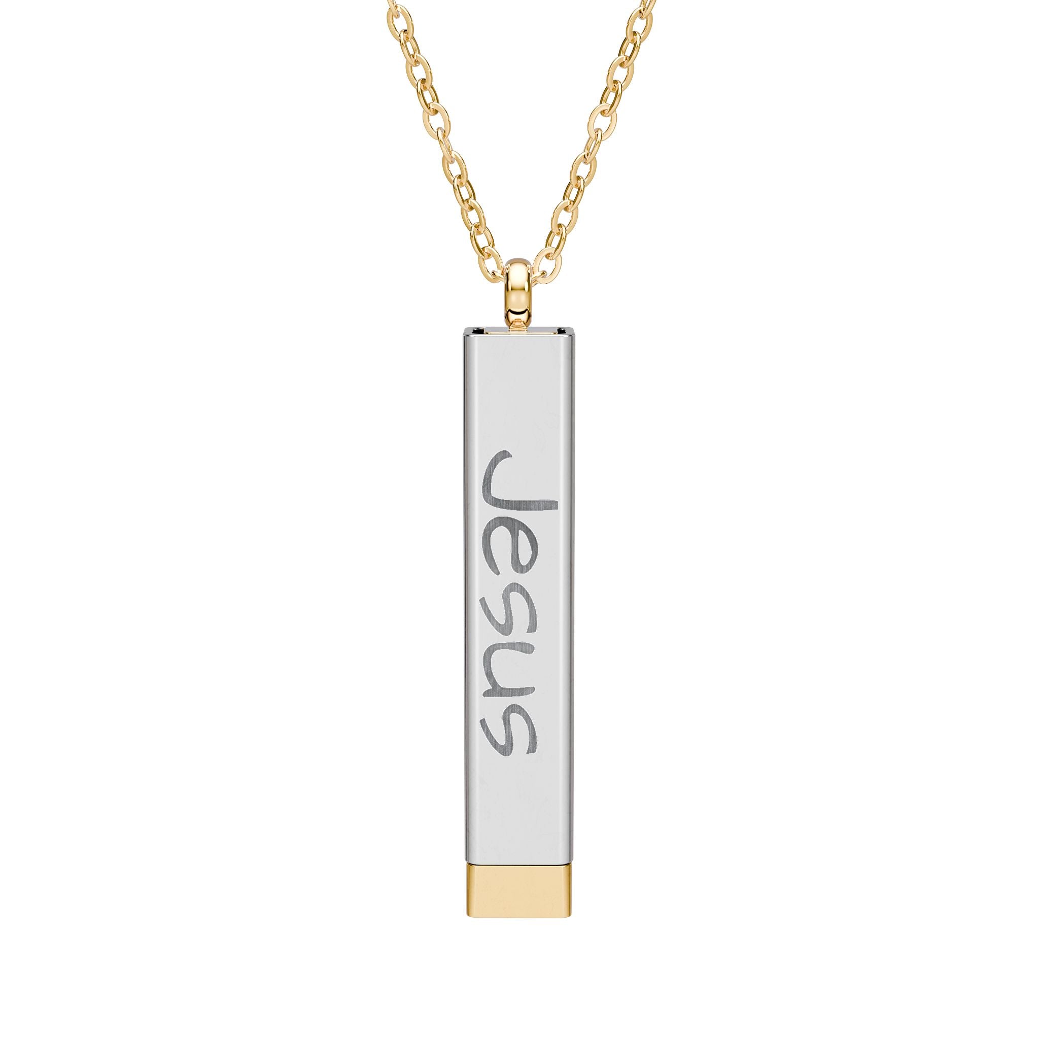 Hidden Message Sliding Blank Bar Necklace (Engraving) Jesus My Lord and Savior